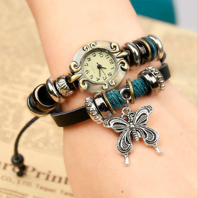 Handmade Butterfly Beads Vintage Bracelet Quartz Watch For Women