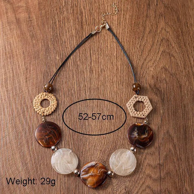 Vintage Acrylic Handmade Pendant Geometric Retro Necklace for Women