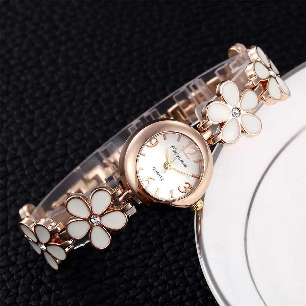 Fashion Flower Luxury Quartz Simple Elegant Ladies Bracelet Watch