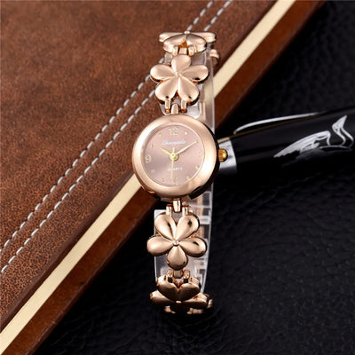 Fashion Flower Luxury Quartz Simple Elegant Ladies Bracelet Watch
