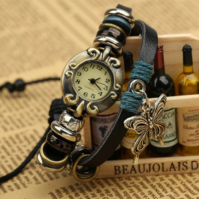 Handmade Butterfly Beads Vintage Bracelet Quartz Watch For Women